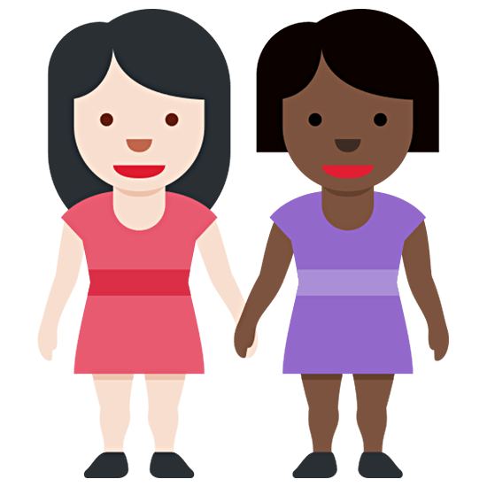 👩🏻‍🤝‍👩🏿 Emoji Duas Mulheres De Mãos Dadas: Pele Clara E Pele Escura na Twitter Twemoji 15.0.