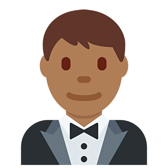 Emoji 🤵🏾‍♂️ Uomo in smoking: Carnagione Abbastanza Scura su Twitter Twemoji 15.0.