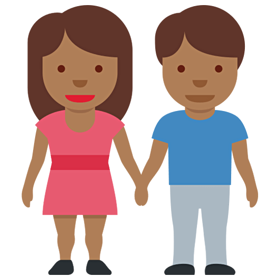 👫🏾 Emoji Mann und Frau halten Hände: mitteldunkle Hautfarbe Twitter Twemoji 15.0.