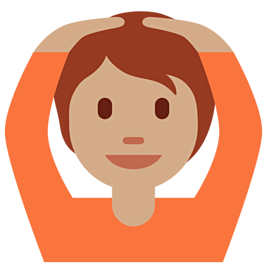 🙆🏽 Emoji Person mit Händen auf dem Kopf: mittlere Hautfarbe Twitter Twemoji 15.0.