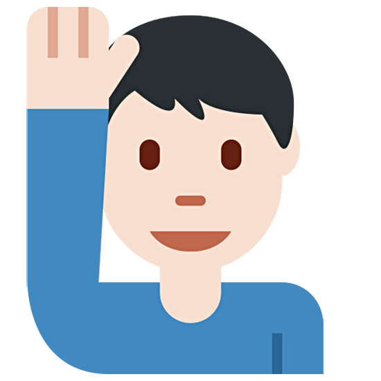 🙋🏻‍♂️ Emoji Mann mit erhobenem Arm: helle Hautfarbe Twitter Twemoji 15.0.
