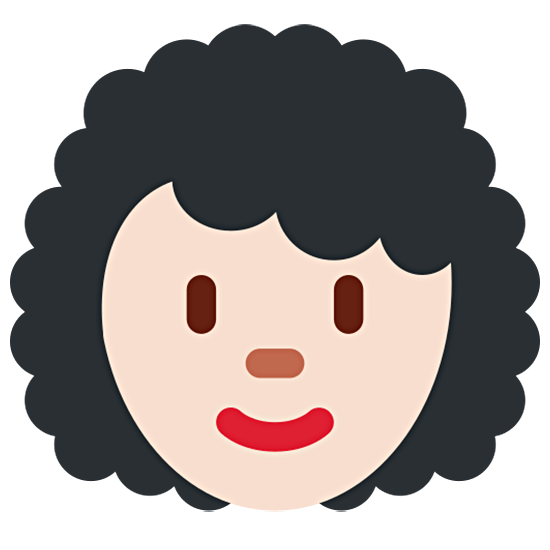 👩🏻‍🦱 Emoji Frau: helle Hautfarbe, lockiges Haar Twitter Twemoji 15.0.