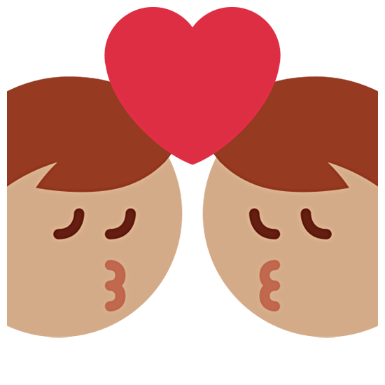👨🏽‍❤️‍💋‍👨🏽 Emoji sich küssendes Paar - Mann: mittlere Hautfarbe, Mann: mittlere Hautfarbe Twitter Twemoji 15.0.