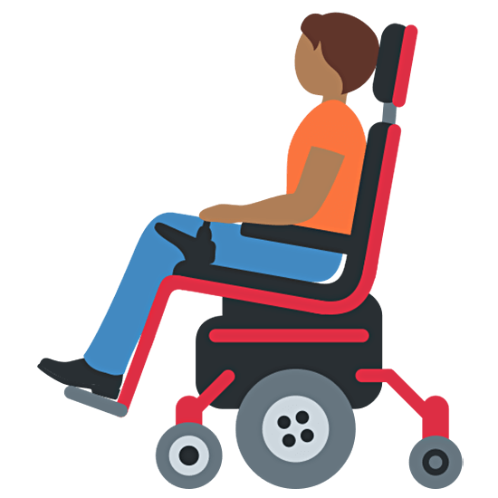 🧑🏾‍🦼 Emoji Person in motorisiertem Rollstuhl: mitteldunkle Hautfarbe Twitter Twemoji 15.0.