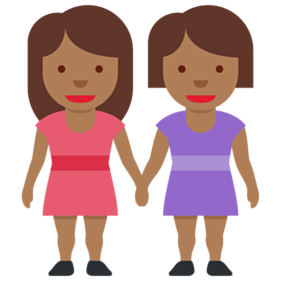 👭🏾 Emoji händchenhaltende Frauen: mitteldunkle Hautfarbe Twitter Twemoji 15.0.