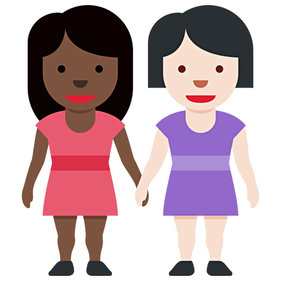 👩🏿‍🤝‍👩🏻 Emoji Mujeres De La Mano: Tono De Piel Oscuro Y Tono De Piel Claro en Twitter Twemoji 15.0.