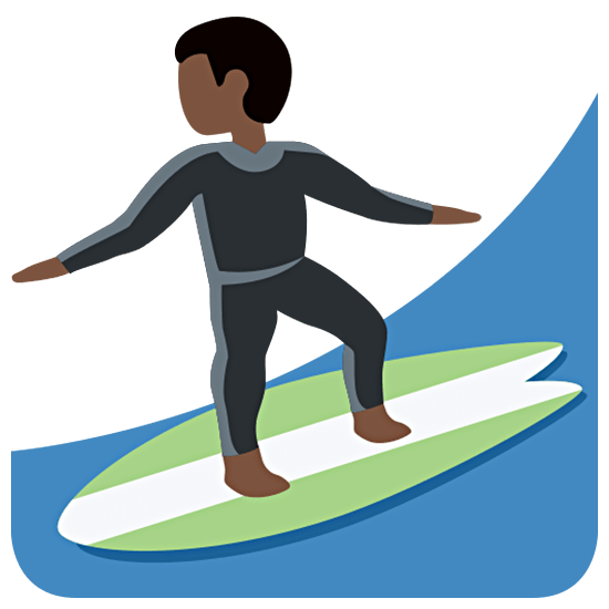 Émoji 🏄🏿‍♂️ Surfeur : Peau Foncée sur Twitter Twemoji 15.0.