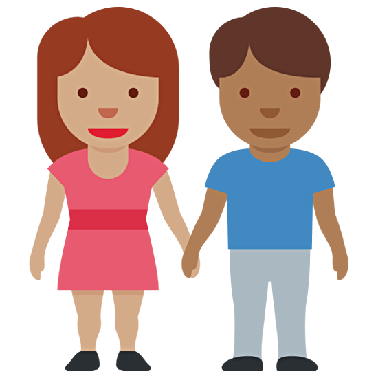 👩🏽‍🤝‍👨🏾 Emoji Mann und Frau halten Hände: mittlere Hautfarbe, mitteldunkle Hautfarbe Twitter Twemoji 15.0.