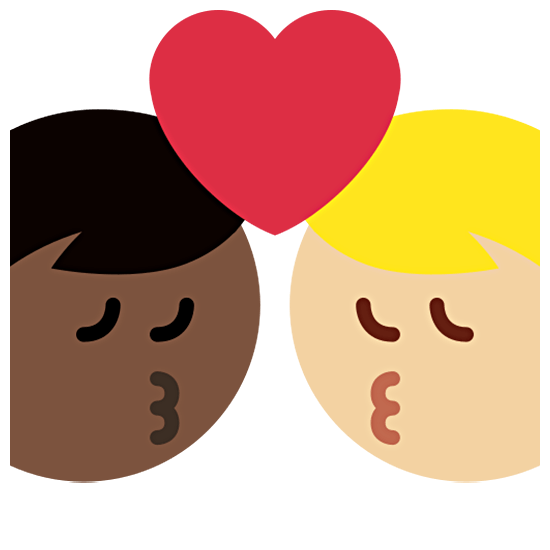 👨🏿‍❤️‍💋‍👨🏼 Emoji sich küssendes Paar - Mann: dunkle Hautfarbe, Mann: mittelhelle Hautfarbe Twitter Twemoji 15.0.