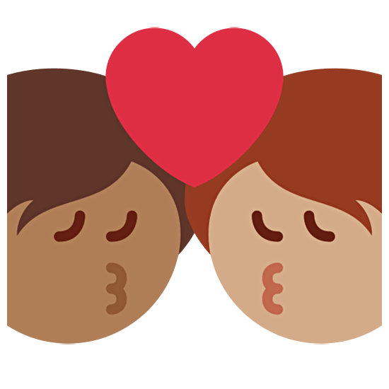 🧑🏾‍❤️‍💋‍🧑🏽 Emoji sich küssendes Paar: Person, Person, mitteldunkle Hautfarbe, mittlere Hautfarbe Twitter Twemoji 15.0.