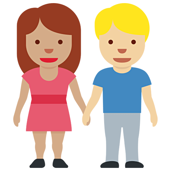 👩🏽‍🤝‍👨🏼 Emoji Mann und Frau halten Hände: mittlere Hautfarbe, mittelhelle Hautfarbe Twitter Twemoji 15.0.