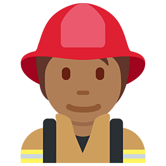 🧑🏾‍🚒 Emoji Feuerwehrmann/-frau: mitteldunkle Hautfarbe Twitter Twemoji 15.0.