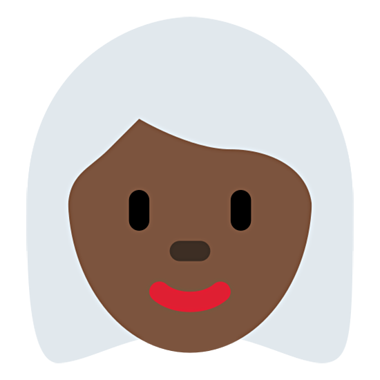 👩🏿‍🦳 Emoji Mulher: Pele Escura E Cabelo Branco na Twitter Twemoji 15.0.