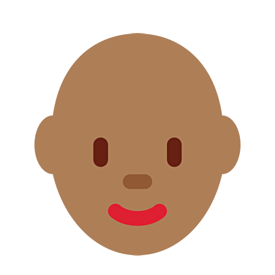 👩🏾‍🦲 Emoji Frau: mitteldunkle Hautfarbe, Glatze Twitter Twemoji 15.0.