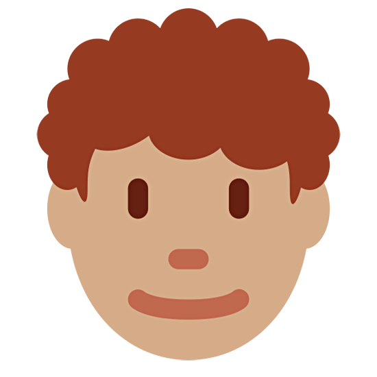 Emoji 👨🏽‍🦱 Uomo: Carnagione Olivastra E Capelli Ricci su Twitter Twemoji 15.0.