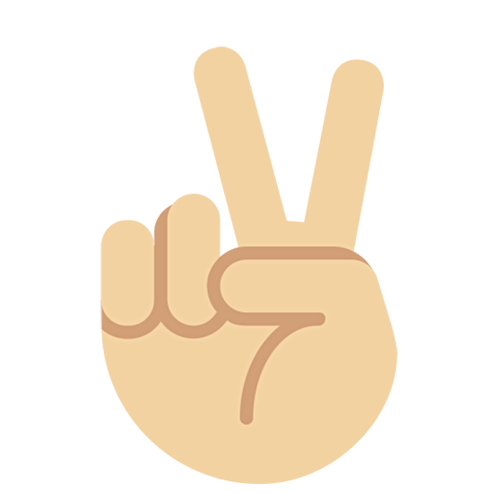 ✌🏼 Emoji Victory-Geste: mittelhelle Hautfarbe Twitter Twemoji 15.0.