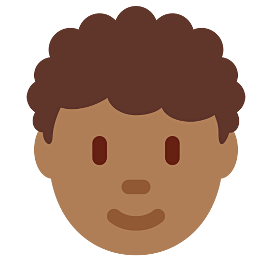 🧑🏾‍🦱 Emoji Erwachsener: mitteldunkle Hautfarbe, lockiges Haar Twitter Twemoji 15.0.