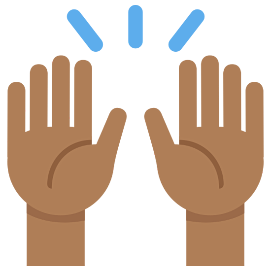 🙌🏾 Emoji zwei erhobene Handflächen: mitteldunkle Hautfarbe Twitter Twemoji 15.0.