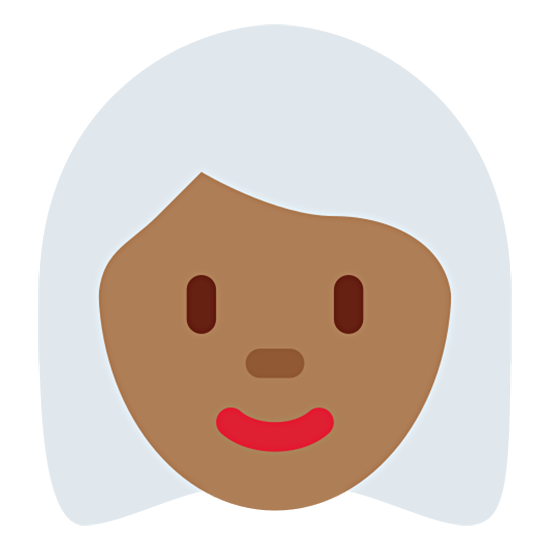 Émoji 👩🏾‍🦳 Femme : Peau Mate Et Cheveux Blancs sur Twitter Twemoji 15.0.