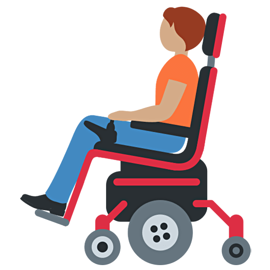 🧑🏽‍🦼 Emoji Person in motorisiertem Rollstuhl: mittlere Hautfarbe Twitter Twemoji 15.0.