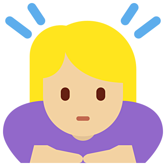 Emoji 🙇🏼‍♀️ Donna Che Fa Inchino Profondo: Carnagione Abbastanza Chiara su Twitter Twemoji 15.0.