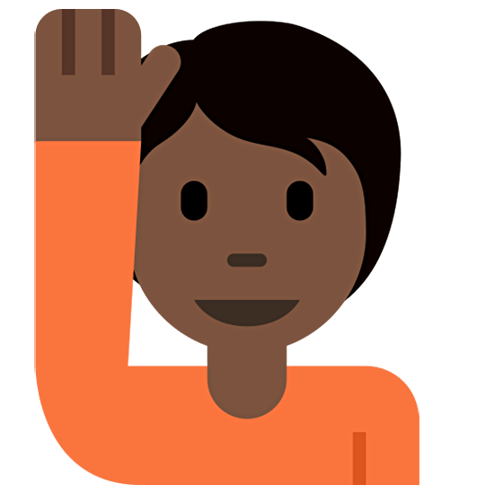 🙋🏿 Emoji Person mit erhobenem Arm: dunkle Hautfarbe Twitter Twemoji 15.0.