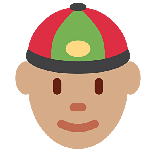 👲🏽 Emoji Mann mit chinesischem Hut: mittlere Hautfarbe Twitter Twemoji 15.0.