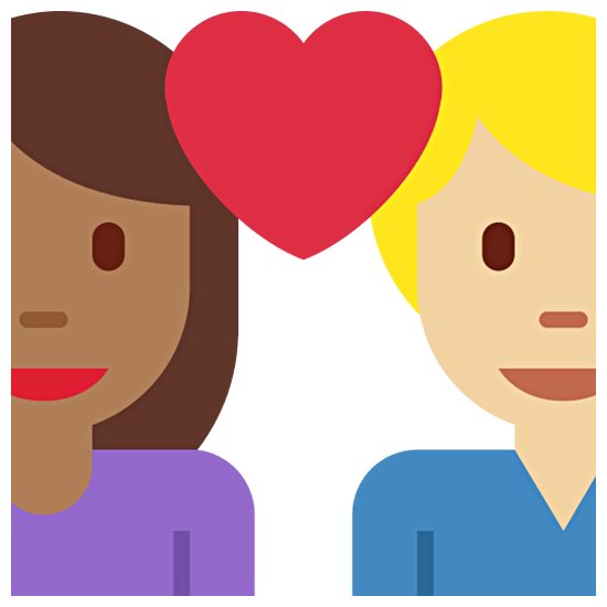 👩🏾‍❤️‍👨🏼 Emoji sich küssendes Paar - Frau: mitteldunkle Hautfarbe, Mann: mittelhelle Hautfarbe Twitter Twemoji 15.0.