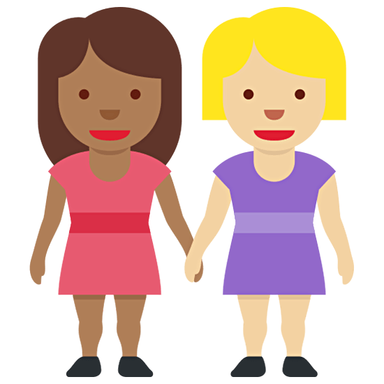 👩🏾‍🤝‍👩🏼 Emoji händchenhaltende Frauen: mitteldunkle Hautfarbe, mittelhelle Hautfarbe Twitter Twemoji 15.0.