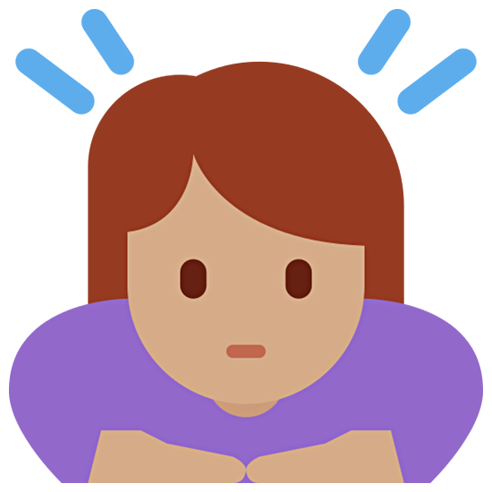 Emoji 🙇🏽‍♀️ Donna Che Fa Inchino Profondo: Carnagione Olivastra su Twitter Twemoji 15.0.
