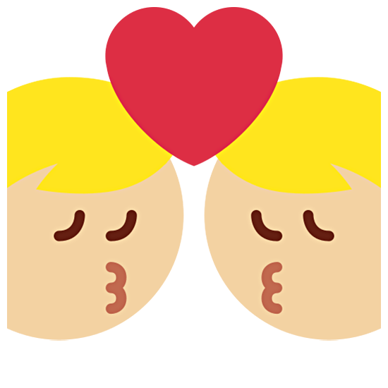 👨🏼‍❤️‍💋‍👨🏼 Emoji Beso - Hombre: Tono De Piel Claro Medio, Hombre: Tono De Piel Claro Medio en Twitter Twemoji 15.0.