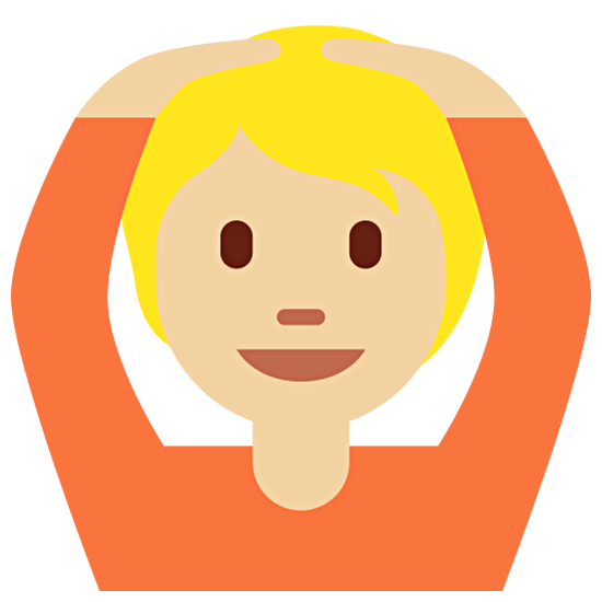 🙆🏼 Emoji Person mit Händen auf dem Kopf: mittelhelle Hautfarbe Twitter Twemoji 15.0.