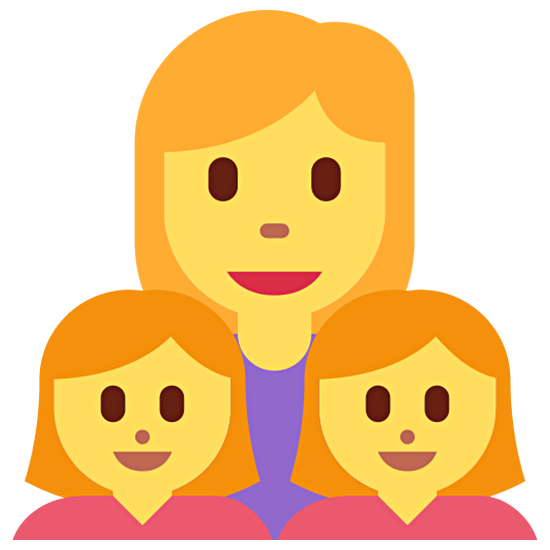 👩‍👧‍👧 Emoji Família: Mulher, Menina E Menina na Twitter Twemoji 15.0.