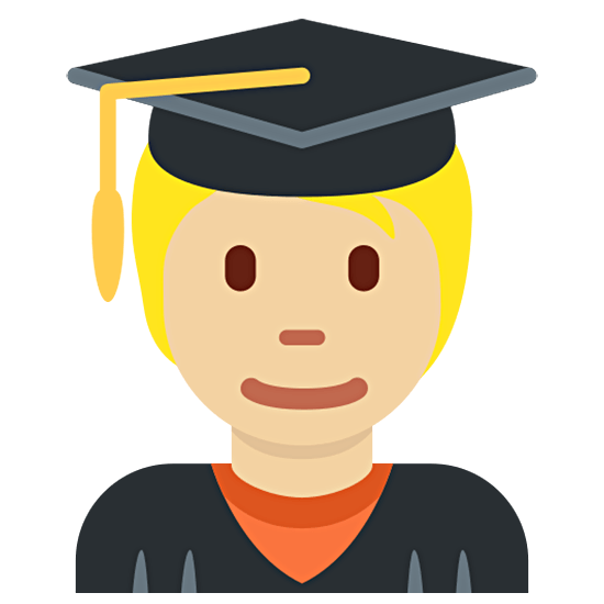 🧑🏼‍🎓 Emoji Student(in): mittelhelle Hautfarbe Twitter Twemoji 15.0.