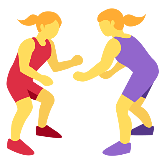 🤼‍♀️ Emoji Mujeres Luchando en Twitter Twemoji 15.0.