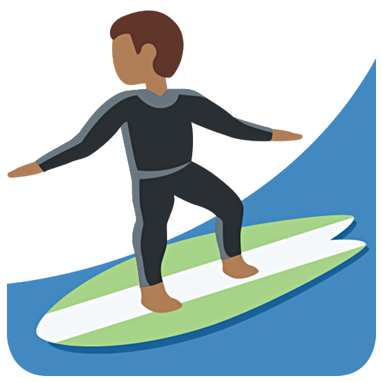 🏄🏾‍♂️ Emoji Homem Surfista: Pele Morena Escura na Twitter Twemoji 15.0.