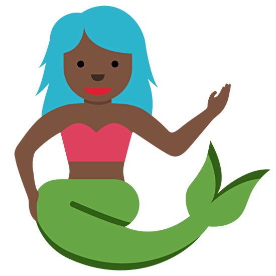🧜🏿‍♀️ Emoji Meerjungfrau: dunkle Hautfarbe Twitter Twemoji 15.0.