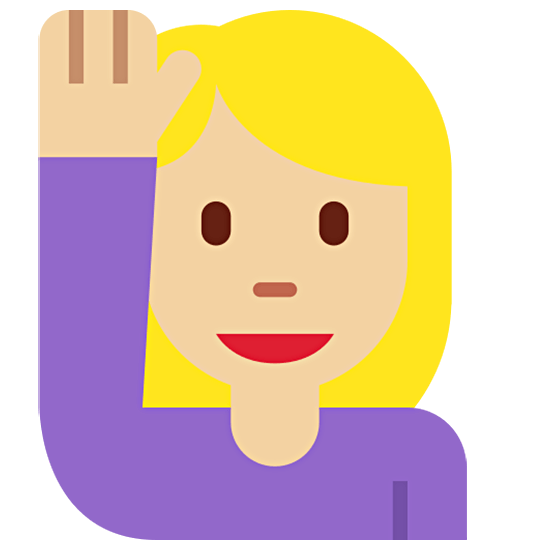 🙋🏼‍♀️ Emoji Frau mit erhobenem Arm: mittelhelle Hautfarbe Twitter Twemoji 15.0.
