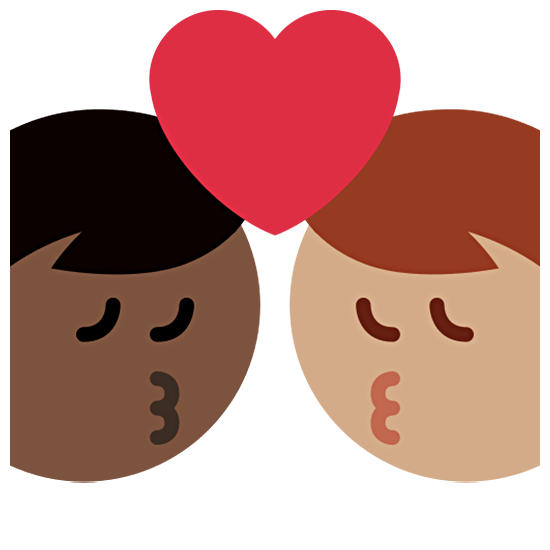 👨🏿‍❤️‍💋‍👨🏽 Emoji sich küssendes Paar - Mann: dunkle Hautfarbe, Mann: mittlere Hautfarbe Twitter Twemoji 15.0.