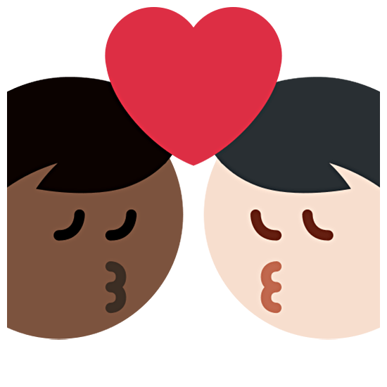 👨🏿‍❤️‍💋‍👨🏻 Emoji sich küssendes Paar - Mann: dunkle Hautfarbe, Mann: helle Hautfarbe Twitter Twemoji 15.0.
