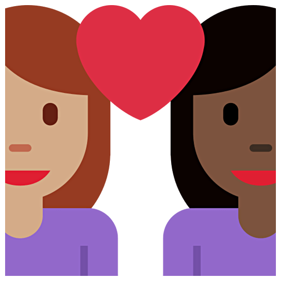 👩🏽‍❤️‍👩🏿 Emoji Pareja Enamorada - Mujer: Tono De Piel Claro Medio, Mujer: Tono De Piel Oscuro en Twitter Twemoji 15.0.