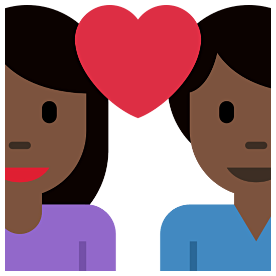 Emoji 👩🏿‍❤️‍👨🏿 Coppia Con Cuore - Donna: Carnagione Scura, Uomo: Carnagione Scura su Twitter Twemoji 15.0.