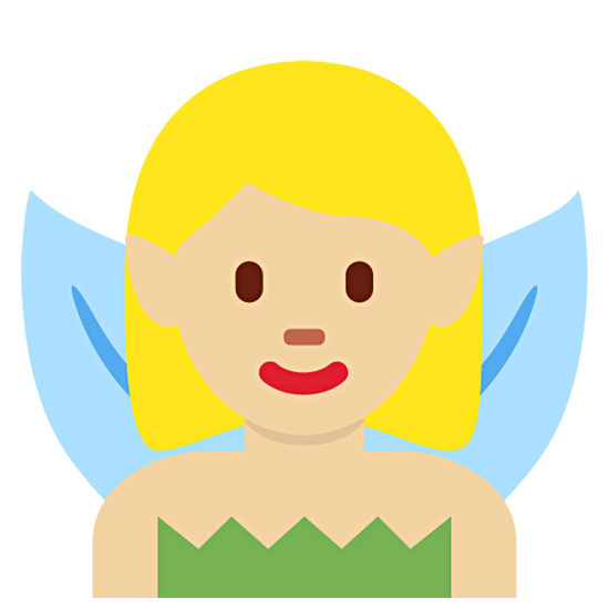 🧚🏼‍♀️ Emoji Fee: mittelhelle Hautfarbe Twitter Twemoji 15.0.