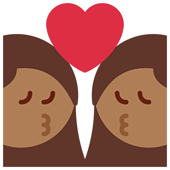 👩🏾‍❤️‍💋‍👩🏾 Emoji sich küssendes Paar - Frau: mitteldunkle Hautfarbe, Frau:mitteldunkle Hautfarbe Twitter Twemoji 15.0.