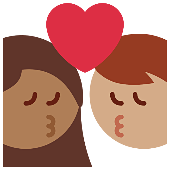 👩🏾‍❤️‍💋‍👨🏽 Emoji sich küssendes Paar - Frau: mittelhelle Hautfarbe, Mann: mittlere Hautfarbe Twitter Twemoji 15.0.