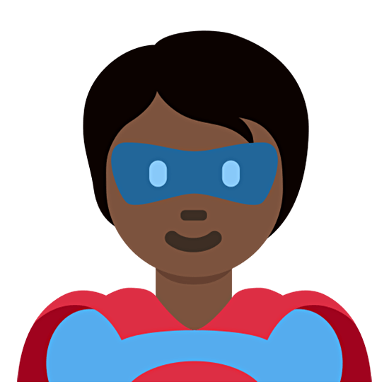 🦸🏿 Emoji Super-herói: Pele Escura na Twitter Twemoji 15.0.
