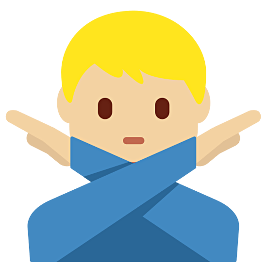 🙅🏼‍♂️ Emoji Mann mit überkreuzten Armen: mittelhelle Hautfarbe Twitter Twemoji 15.0.
