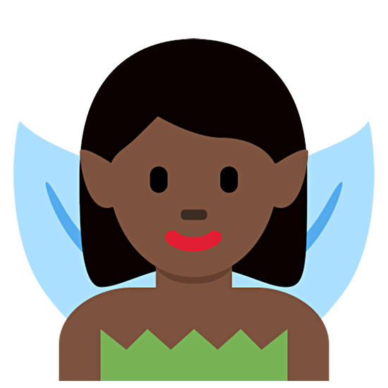 🧚🏿‍♀️ Emoji Hada Mujer: Tono De Piel Oscuro en Twitter Twemoji 15.0.