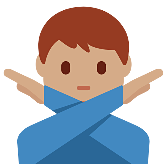 🙅🏽‍♂️ Emoji Mann mit überkreuzten Armen: mittlere Hautfarbe Twitter Twemoji 15.0.