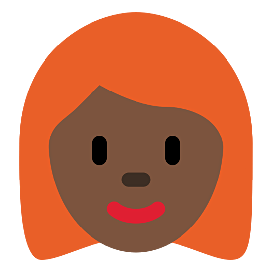 👩🏿‍🦰 Emoji Frau: dunkle Hautfarbe, rotes Haar Twitter Twemoji 15.0.